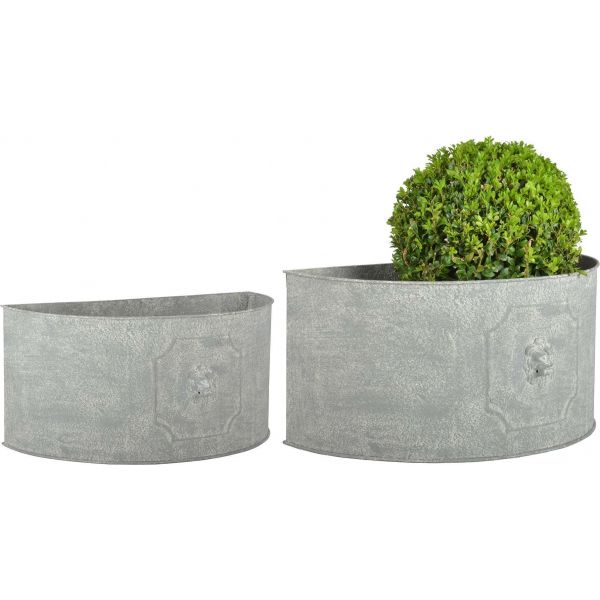 Pot de fleurs demi-rond Lion (Lot de 2)