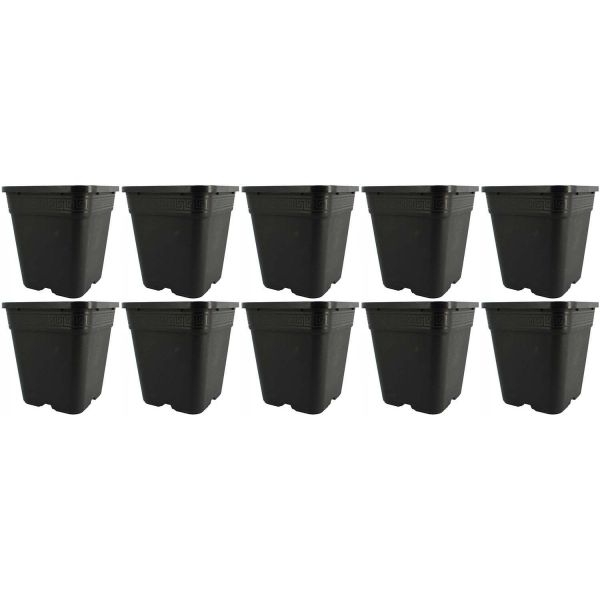 Pot de plantation carré noir 6 litres - 19 x 19 x 21 cm