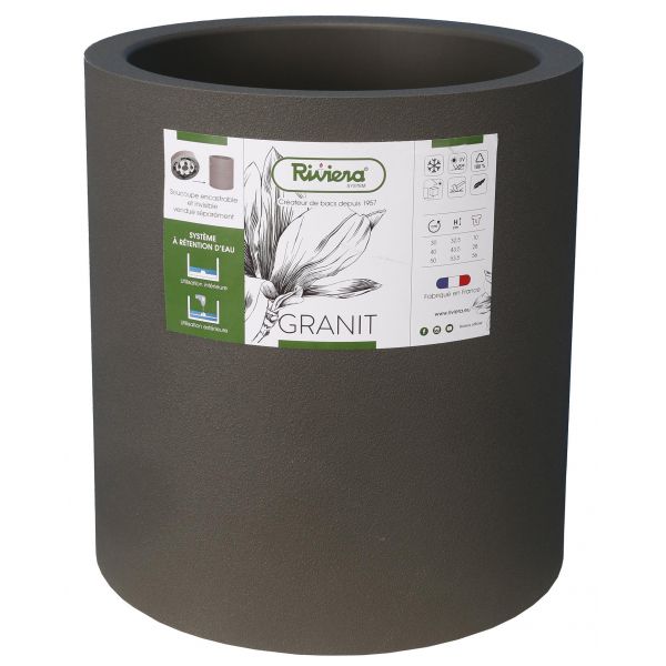 Pot en plastique rond aspect granit 30 cm - RIV-0218