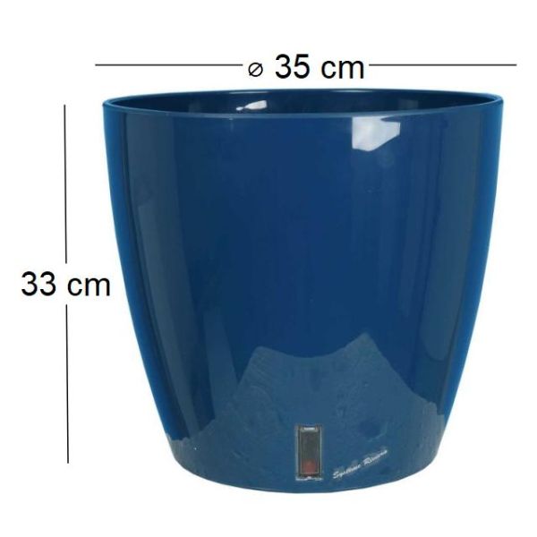 Pot en plastique rond avec réserve d'eau 35 cm Eva - RIV-0255
