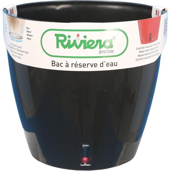 Pot en plastique rond avec réserve d'eau 35 cm Eva - RIV-0201