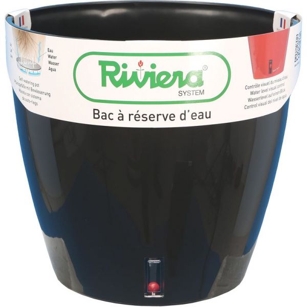 Pot en plastique rond avec réserve d'eau 45 cm Eva - RIV-0203