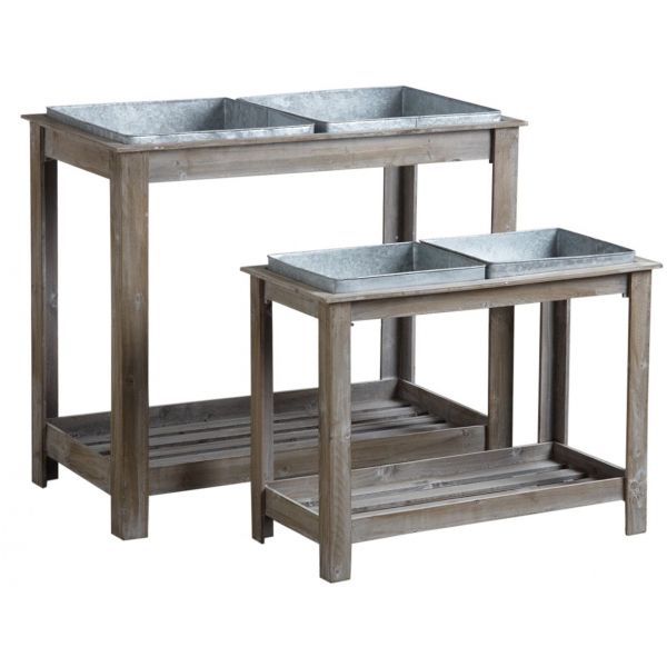 Potager surélevé en bois et métal (Lot de 2)