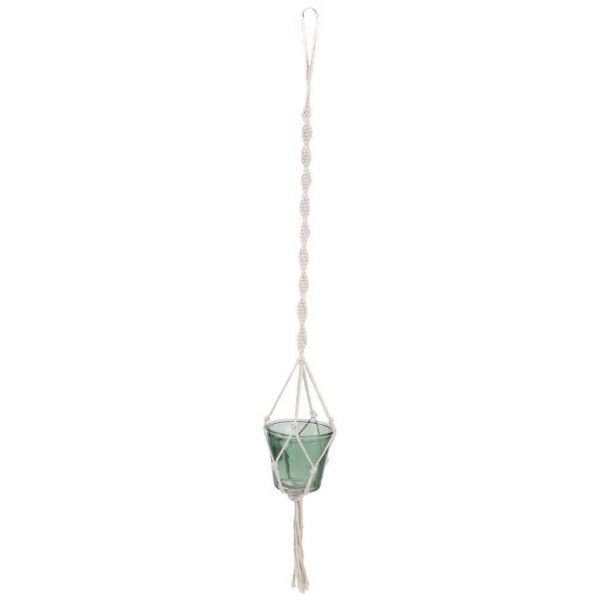 Pots suspendus en verre et macramé My Little Market (Lot de 3) - CMP-1075