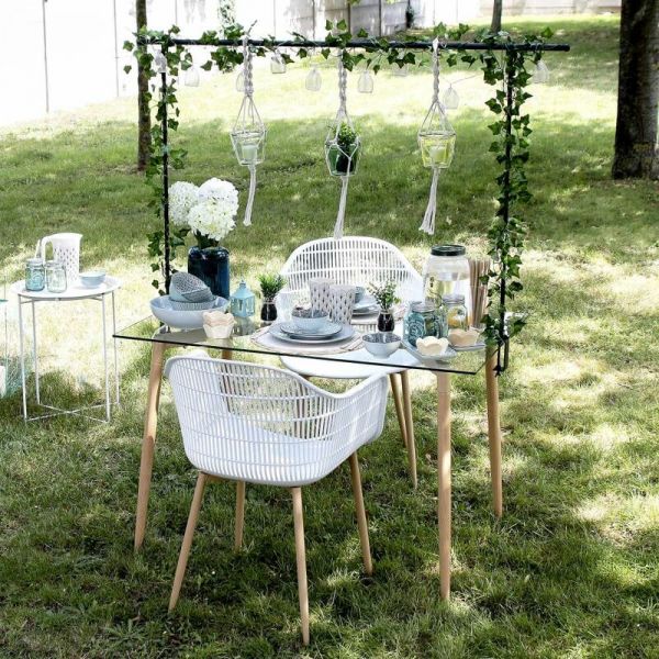 Pots suspendus en verre et macramé My Little Market (Lot de 3) - THE HOME DECO FACTORY