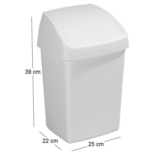 Poubelle blanche avec couvercle basculant Delta - SUNWARE