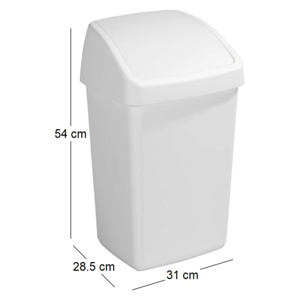 Poubelle blanche avec couvercle basculant Delta - SUNWARE