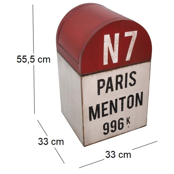 Poubelle borne kilométrique en fer 33 x 33 x 55.5 cm - ANT-0774