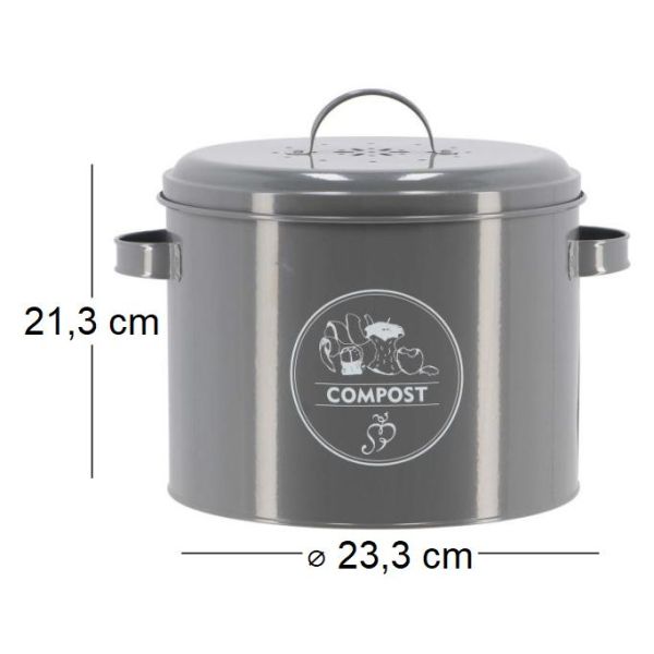 Poubelle de cuisine à compost ronde 6 litres - ESS-1508