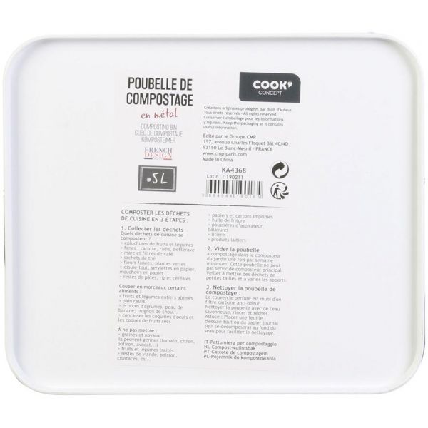 Poubelle à Compost Intelligente de Cuisine, composteur de déchets de  Cuisine, gobelet à compostage pour Poubelle de 550 W avec Une capacité de  3,3 L