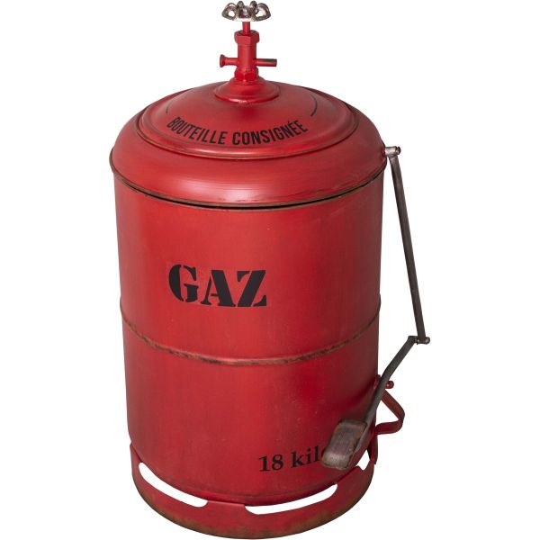 Poubelle en fer rouge  Bouteille de gaz