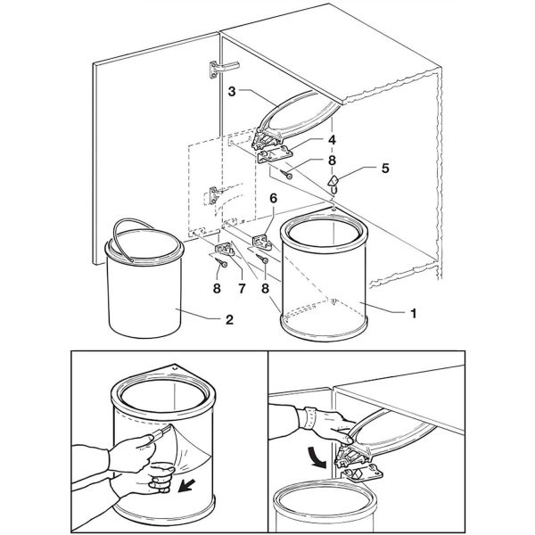 Poubelle à fixation sur porte conteneur de 13 litres - 55,90