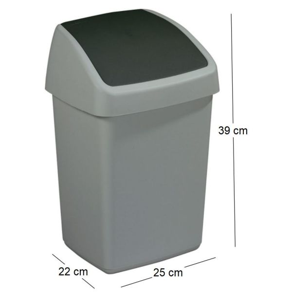 Poubelle grise avec couvercle basculant Delta - SUNWARE