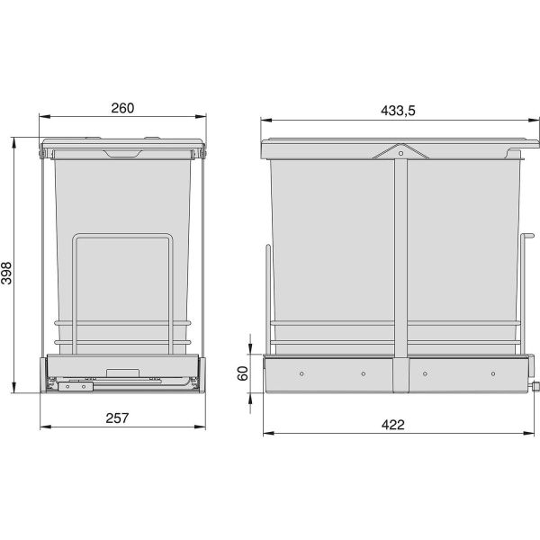 Poubelle de recyclage 2 bacs 12 litres Recycle - EMU-0139