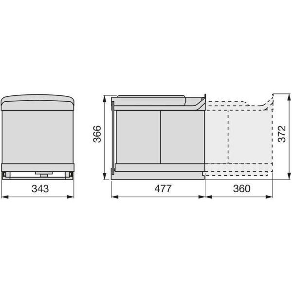 Poubelle de recyclage extraction automatique 3 conteneurs - EMU-0330