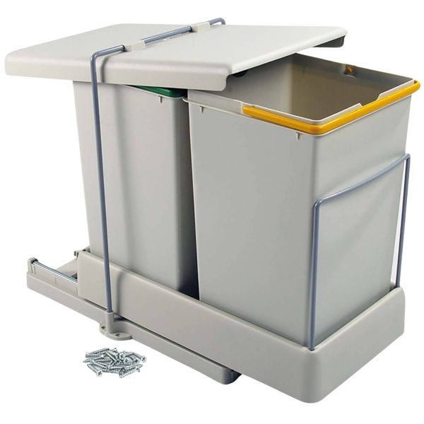 Poubelle de recyclage extraction automatique  2 conteneurs de 14 litres