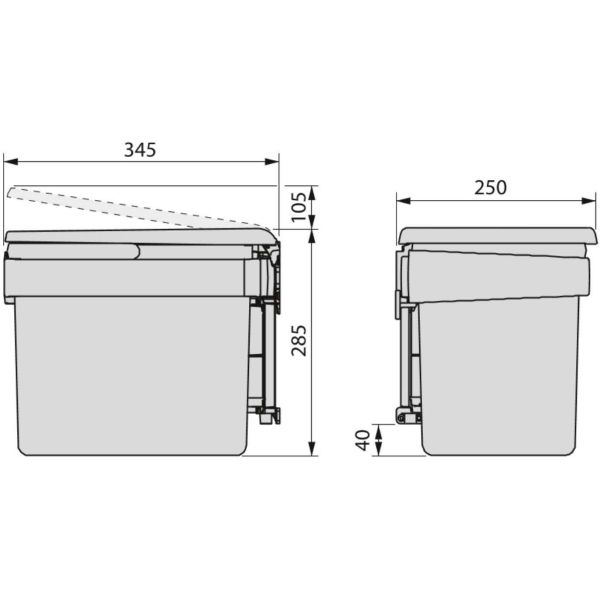 Poubelle de recyclage 15 litres fixation sur porte Recycle - EMU-0131