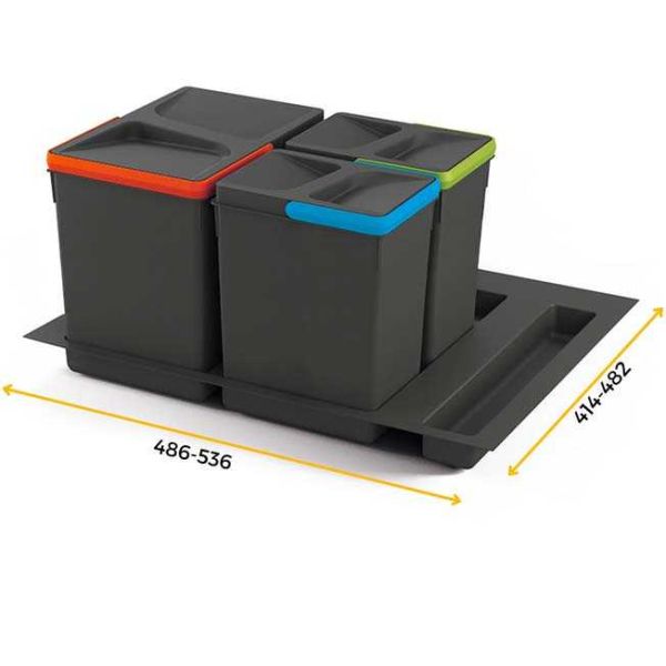 Poubelles pour tiroir de cuisine Recycle (Lot de 3 bacs de tri) - 69,90