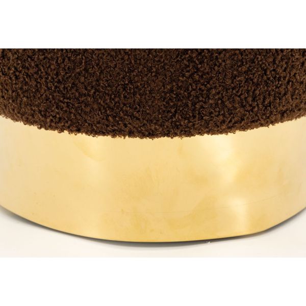 Pouf rond en bouclette et métal doré - 29,90