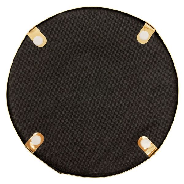 Pouf rond en bouclette et métal doré - 5
