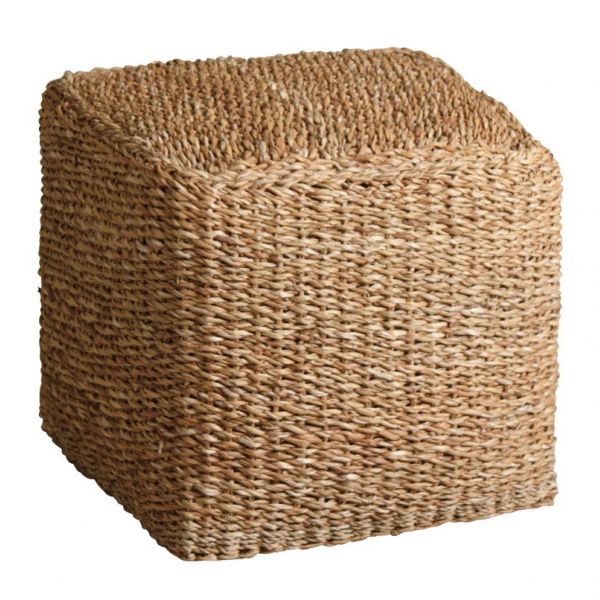 Pouf carré en jonc de mer naturel