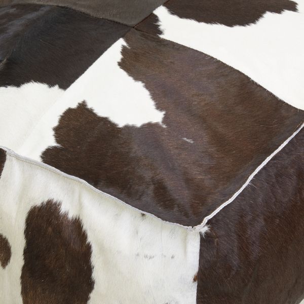 Pouf carré en peau de vache véritable - AUB-5204