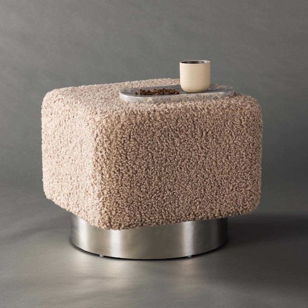 Pouf carré en polyester et acier Newton - VENTURE HOME