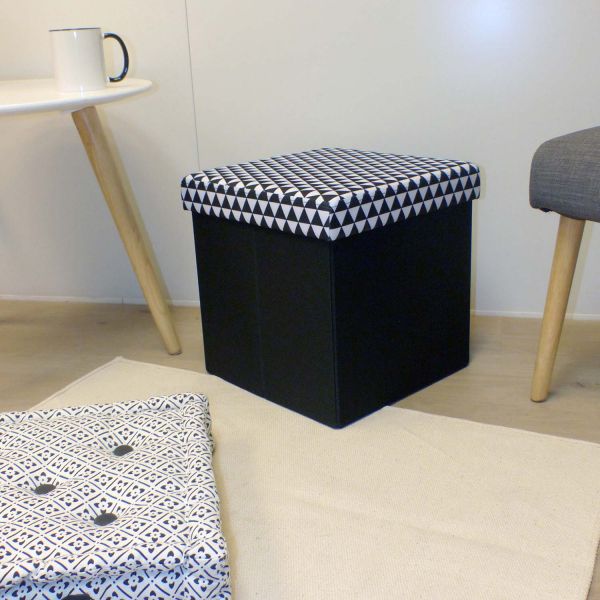 Pouf coffre carré pliable scandinave - 