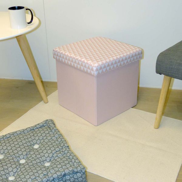 Pouf coffre carré pliable scandinave - 