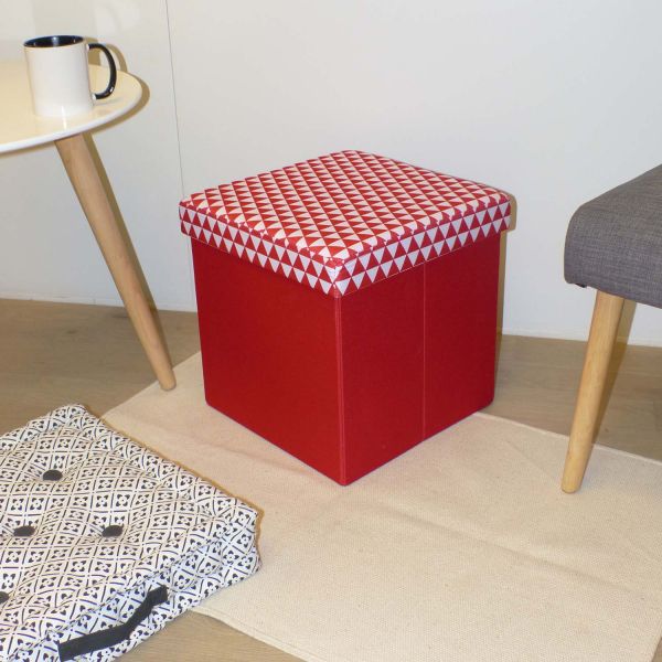 Pouf coffre carré pliable scandinave - 