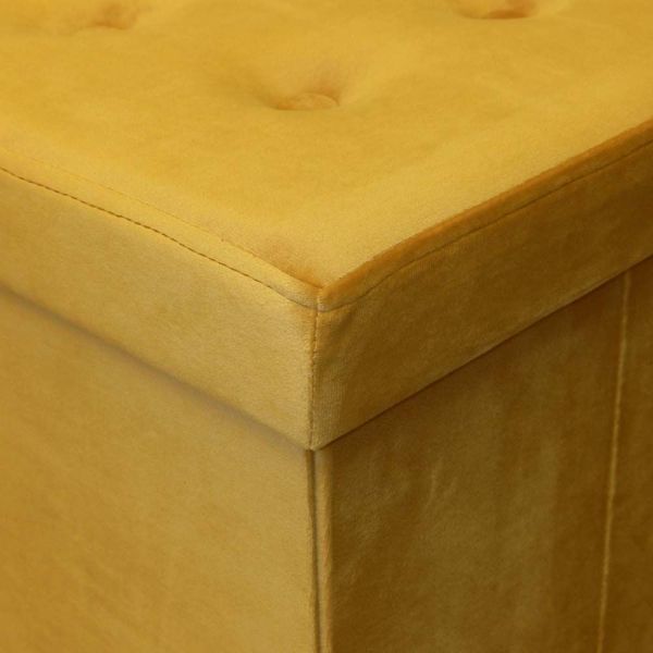 Pouf coffre carré en velours synthétique capitonné - COT-0502