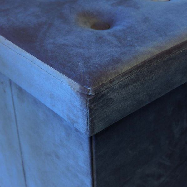 Pouf coffre carré en velours synthétique capitonné - 