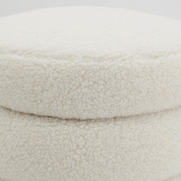 Pouf coffre bouclettes blanc - AUB-6105