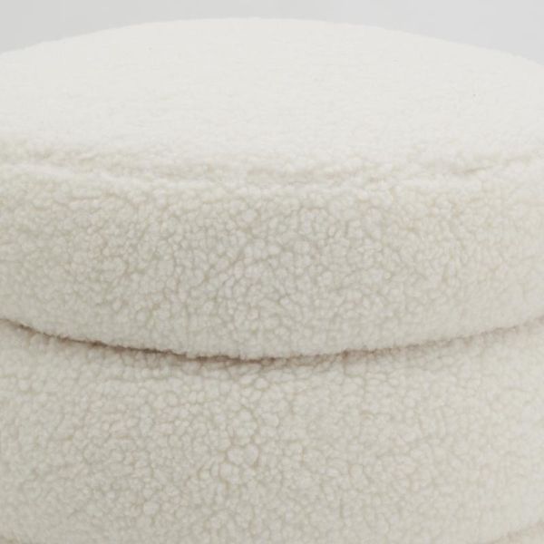 Pouf coffre bouclettes blanc - AUB-6105