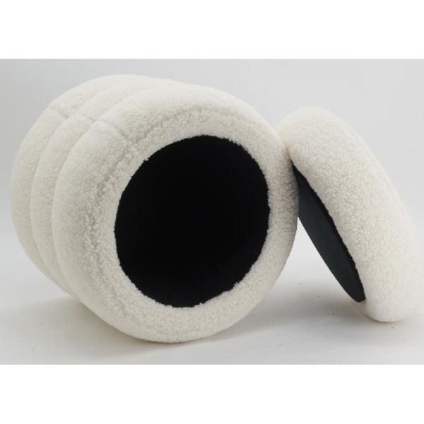 Pouf coffre bouclettes blanc - 5