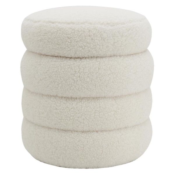 Pouf coffre bouclettes blanc