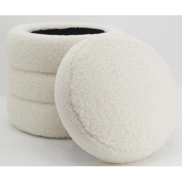 Pouf coffre bouclettes blanc - AUBRY GASPARD