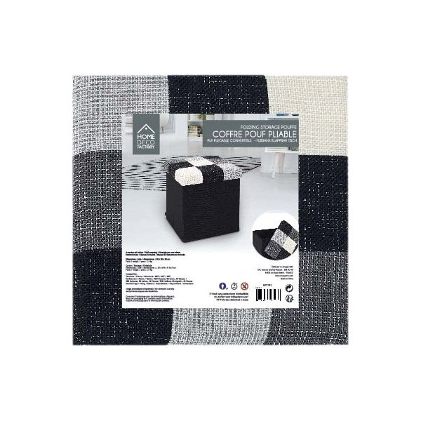 Pouf coffre pliable couvercle Patchwork - 6