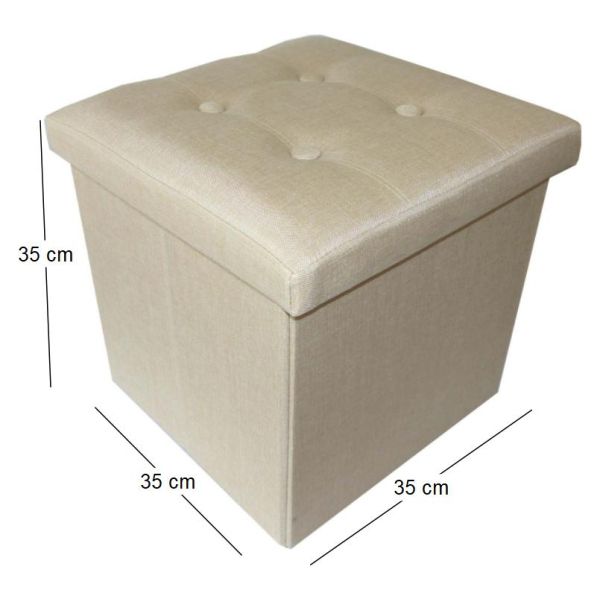 Pouf coffre pliable effet lin Jade - 15,92