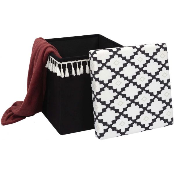 Pouf coffre pliable avec pampille Mirage - 6