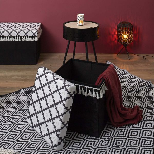 Pouf coffre pliable avec pampille Mirage - THE HOME DECO FACTORY