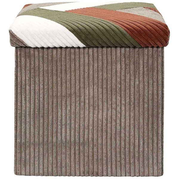 Pouf coffre pliable patchwork côtelé Scott - 19,90