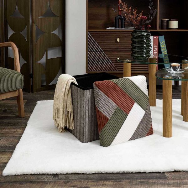 Pouf coffre pliable patchwork côtelé Scott - THE HOME DECO FACTORY