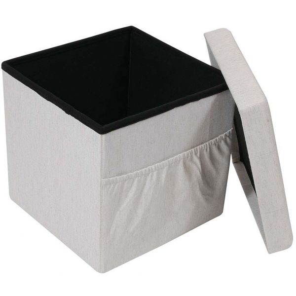 Pouf coffre pliable avec range magazines - THE HOME DECO FACTORY