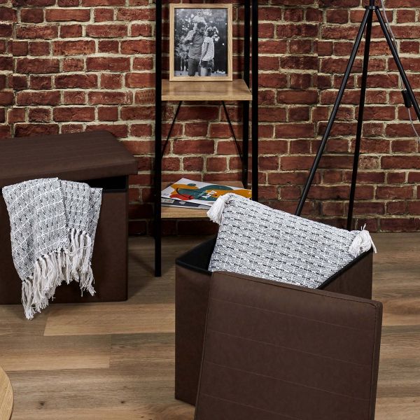 Pouf coffre pliable en PU Jill - THE HOME DECO FACTORY