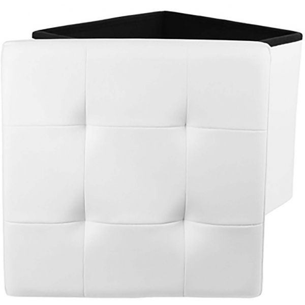 Pouf coffre pliable PU assise capitonnée - CMP-3275