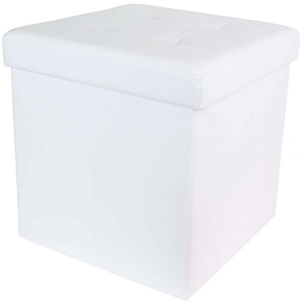 Pouf coffre pliable PU assise capitonnée
