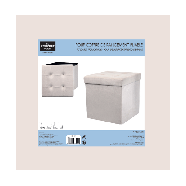 Pouf coffre pliable en suédine assise capitonnée - 19,90