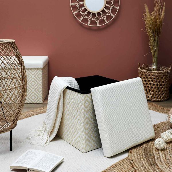 Pouf coffre pliable tressage Mirage - THE HOME DECO FACTORY