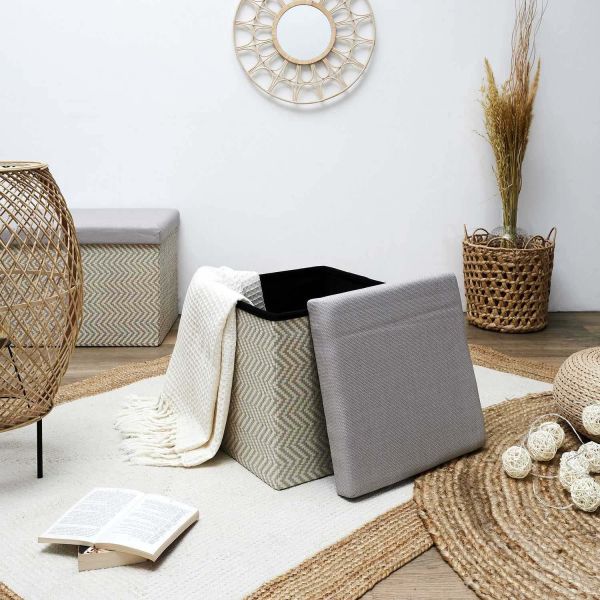 Pouf coffre pliable tressage Mirage - THE HOME DECO FACTORY